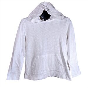 J. Jill White Textured 100% Cotton Pullover Hoodie Womens Size M Athleisure